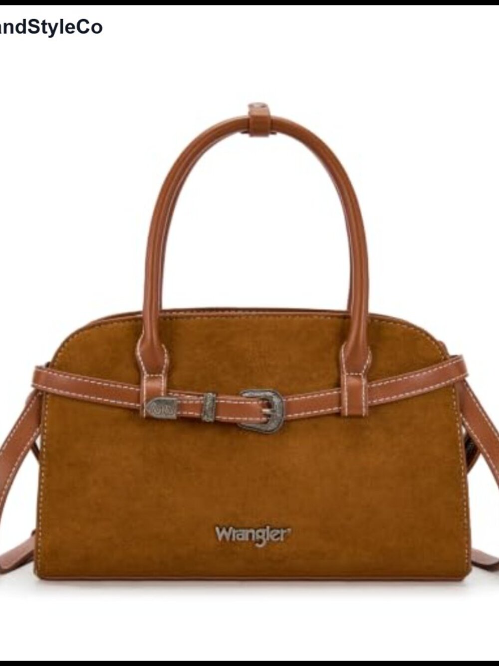 Faux Suede Satchel Handbag Western Buckle Crossbody Bag